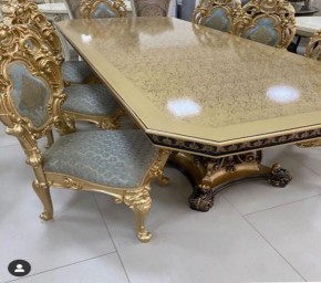 Стол прямоугольный раскладной Изабелла GOLD (столешница под мрамор) 2500(3000)*1100 в Нягани - nyagan.mebel24.online | фото