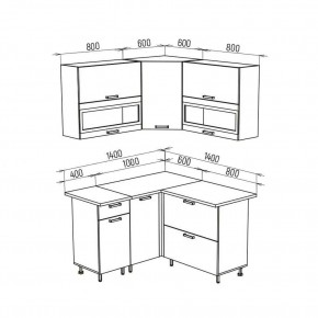 ТЕХНО Кухонный гарнитур угловой 1,4х1,4 м Компоновка №2 в Нягани - nyagan.mebel24.online | фото 8