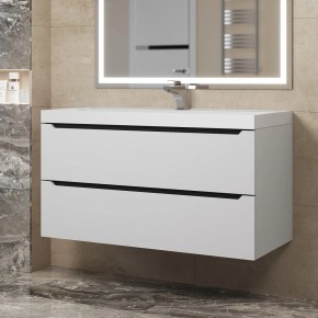 Тумба под раковину Uperwood Tanos 100 см, подвесная, белая/графит в Нягани - nyagan.mebel24.online | фото 1