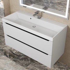 Тумба под раковину Uperwood Tanos 100 см, подвесная, белая/графит в Нягани - nyagan.mebel24.online | фото 10