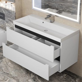 Тумба под раковину Uperwood Tanos 100 см, подвесная, белая/графит в Нягани - nyagan.mebel24.online | фото 9