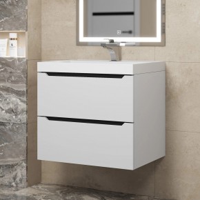 Тумба под раковину Uperwood Tanos 60 см, подвесная, белая/графит в Нягани - nyagan.mebel24.online | фото