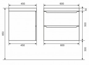 Тумба под раковину Uperwood Tanos 60 см, подвесная, белая/графит в Нягани - nyagan.mebel24.online | фото 6