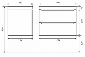Тумба под раковину Uperwood Tanos 70 см, подвесная, черная матовая в Нягани - nyagan.mebel24.online | фото 6