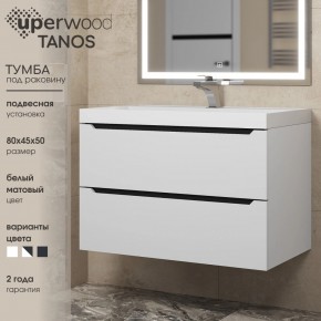 Тумба под раковину Uperwood Tanos 80 см, подвесная, белая/графит в Нягани - nyagan.mebel24.online | фото 3