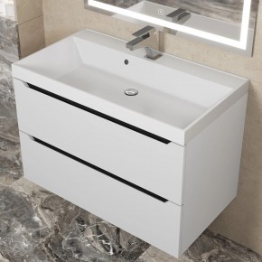 Тумба под раковину Uperwood Tanos 80 см, подвесная, белая/графит в Нягани - nyagan.mebel24.online | фото 8