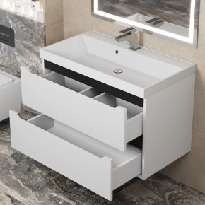 Тумба под раковину Uperwood Tanos 80 см, подвесная, белая/графит в Нягани - nyagan.mebel24.online | фото 9