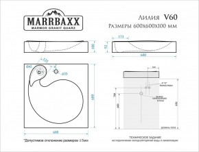 Умывальник над стиральной машиной (600*600х100) Лилия V60 (белый) с кронштейном без сифона (V60) в Нягани - nyagan.mebel24.online | фото 2