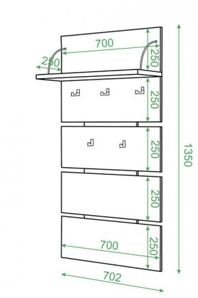 Вешалка настенная Домино нельсон СТ-50 в Нягани - nyagan.mebel24.online | фото 2