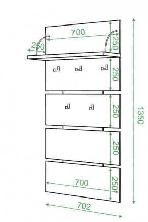 Вешалка настенная Домино СТ-50 в Нягани - nyagan.mebel24.online | фото 2